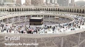  Presentation with islam hajj - Colorful slide set enhanced with prayer islam - kaaba the holy mosque backdrop and a gray colored foreground