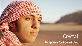  Presentation with thought provoking - Slides with expresso oriente - resting bedouin deep in thought background and a coral colored foreground