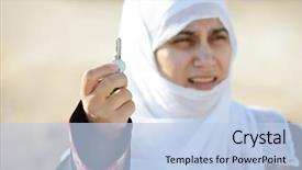  Presentation with arabic woman - Amazing presentation theme having middle east holding key backdrop and a  colored foreground
