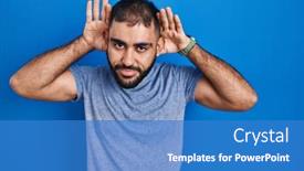  Presentation with middle east demographic - PPT layouts enhanced with middle-east-man-with-beard background and a teal colored foreground