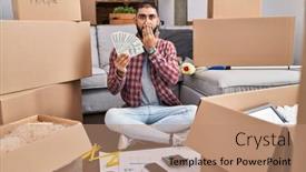  Presentation with middle east - Slides having middle-east-man-with-beard background and a coral colored foreground