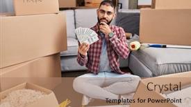  Presentation with middle east - Slides with middle-east-man-with-beard background and a coral colored foreground