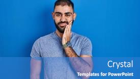  Presentation with middle east - PPT theme featuring middle-east-man-with-beard background and a teal colored foreground