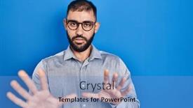  Presentation with panic - PPT theme featuring middle-east-man-with-beard background and a teal colored foreground