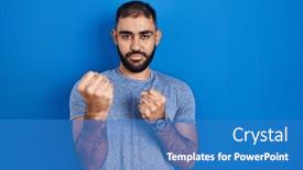  Presentation with fight - Slide set featuring middle-east-man-with-beard background and a teal colored foreground