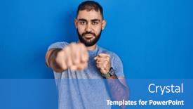  Presentation with violence - PPT layouts consisting of middle-east-man-with-beard background and a teal colored foreground