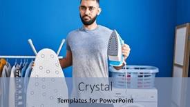  Presentation with middle east - Presentation theme having middle-east-man-with-beard background and a light blue colored foreground