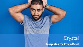  Presentation with bunny - PPT layouts with middle-east-man-with-beard background and a teal colored foreground