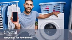  Presentation with middle east - Presentation theme consisting of middle-east-man-with-beard background and a ocean colored foreground