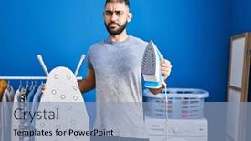  Presentation with middle east - PPT layouts consisting of middle-east-man-with-beard background and a light blue colored foreground