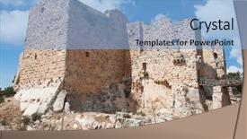  Presentation with fort - PPT theme enhanced with middle east ruins - ajloun fortress arab and crusaders background and a light blue colored foreground