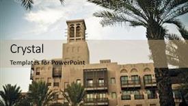  Presentation with wind - Presentation design consisting of middle-eastern architecture wind tower background and a coral colored foreground