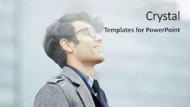  Presentation with healthy workplace full length side view - Amazing slide set having portrait of delighted young middle backdrop and a sky blue colored foreground