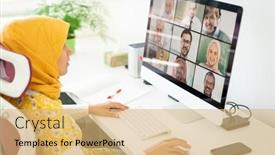  Presentation with eastern - Cool new slides with middle-eastern-businesswoman-having backdrop and a yellow colored foreground