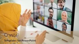  Presentation with eastern - Cool new PPT layouts with middle-eastern-businesswoman-having backdrop and a coral colored foreground