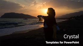  Presentation with eastern - PPT layouts having middle eastern girl having happy vacation on sea beach background and a black colored foreground