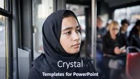  Presentation with public transport - Colorful presentation theme enhanced with middle-eastern-girl-riding-public backdrop and a wine colored foreground