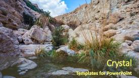  Presentation with cold water - PPT theme featuring middle eastern landscape the stream background and a tawny brown colored foreground
