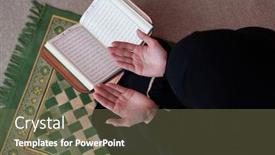  Presentation with quran - Slide deck enhanced with middle-eastern-woman-praying background and a tawny brown colored foreground