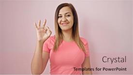  Presentation with eastern - Slide set featuring middle-eastern-woman-smiling-confident background and a  colored foreground