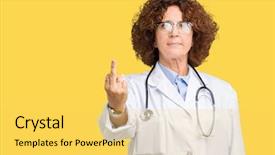  Presentation with finger - Cool new slide deck with middle finger impolite and rude backdrop and a yellow colored foreground