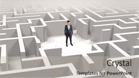 Presentation with maze - Beautiful PPT theme featuring middle of a 3d maze backdrop and a light gray colored foreground