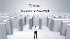  Presentation with business challenge businessman entrance maze - Colorful presentation theme enhanced with middle of a maze backdrop and a light gray colored foreground