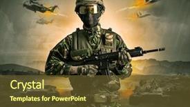  Presentation with sniper - Cool new presentation theme with middle of a war backdrop and a tawny brown colored foreground
