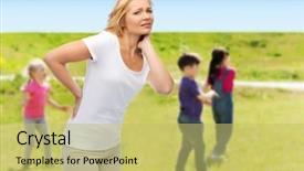  Presentation with backache - Colorful presentation enhanced with middle school health - woman suffering from backache backdrop and a yellow colored foreground