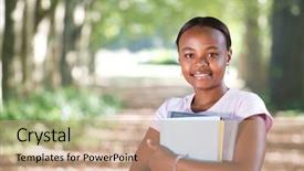  Presentation with middle school - Amazing PPT theme having middle school students - happy african american university student backdrop and a coral colored foreground