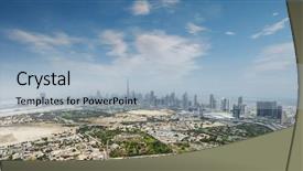  Presentation with aerial - PPT theme enhanced with middleeast - aerial view of modern city background and a light blue colored foreground