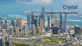  Presentation with emirates - Theme having middleeast - aerial view of modern city background and a light blue colored foreground