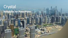  Presentation with sea - Slides enhanced with middleeast - aerial view of modern skyscrapers background and a light blue colored foreground