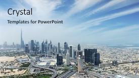  Presentation with aerial view of cape town - Theme having middleeast - aerial view of modern skyscrapers background and a light blue colored foreground
