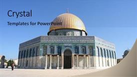  Presentation with old city of jerusalem - Amazing presentation theme having middleeast - dome of the rock backdrop and a teal colored foreground