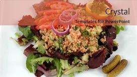  Presentation with cracked - Audience pleasing PPT theme consisting of middleeast - middle eastern cracked wheat salad backdrop and a  colored foreground