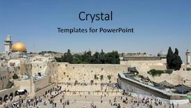  Presentation with rock wall - Presentation theme consisting of middleeast - view of the temple mount background and a teal colored foreground