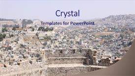  Presentation with jerusalem - Colorful presentation theme enhanced with middleeast - walls of the old city backdrop and a sky blue colored foreground