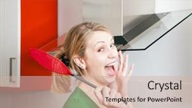  Presentation with fear spiders - Cool new presentation theme with midge - woman screaming being afraid backdrop and a  colored foreground