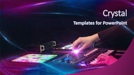  Presentation with controller - PPT theme having midi controller with wave background and a navy blue colored foreground