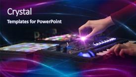  Presentation with controller - Colorful PPT theme enhanced with midi controller with wave backdrop and a navy blue colored foreground