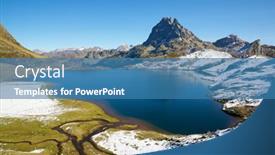  Presentation with lake - Audience pleasing slide set consisting of midi-dossau-peak-and-gentau backdrop and a teal colored foreground