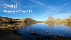  Presentation with lake - Presentation design consisting of midi-dossau-peak-reflected background and a teal colored foreground