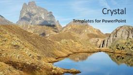  Presentation with france - Theme consisting of midi dossau peak reflected in a lake ossau valley pyrenees national park pyrenees france background and a light blue colored foreground