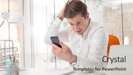  Presentation with technology in adult education - PPT theme enhanced with midia indoor - mid adult businessman grooming himself background and a soft green colored foreground