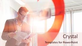  Presentation with math creative - Audience pleasing slide set consisting of midia indoor - mid-adult businessman reading file backdrop and a lemonade colored foreground