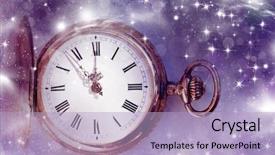  Presentation with vintage clock - Presentation design consisting of midnight - vintage photo of old background and a light blue colored foreground