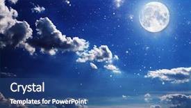  Presentation with night sky moon - Slide set having midnight blue - night sky with stars background and a ocean colored foreground