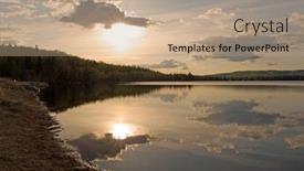  Presentation with sun - Slide set consisting of midnight-sun-over-the-mountains background and a coral colored foreground