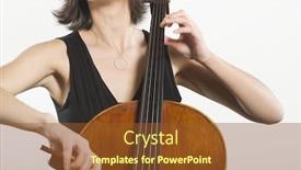  Presentation with music instrument - Presentation theme consisting of midsection of a female playing cello classical music instrument isolated over white background background and a tawny brown colored foreground